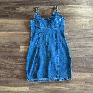 Blue Denim Dress with Spaghetti Straps